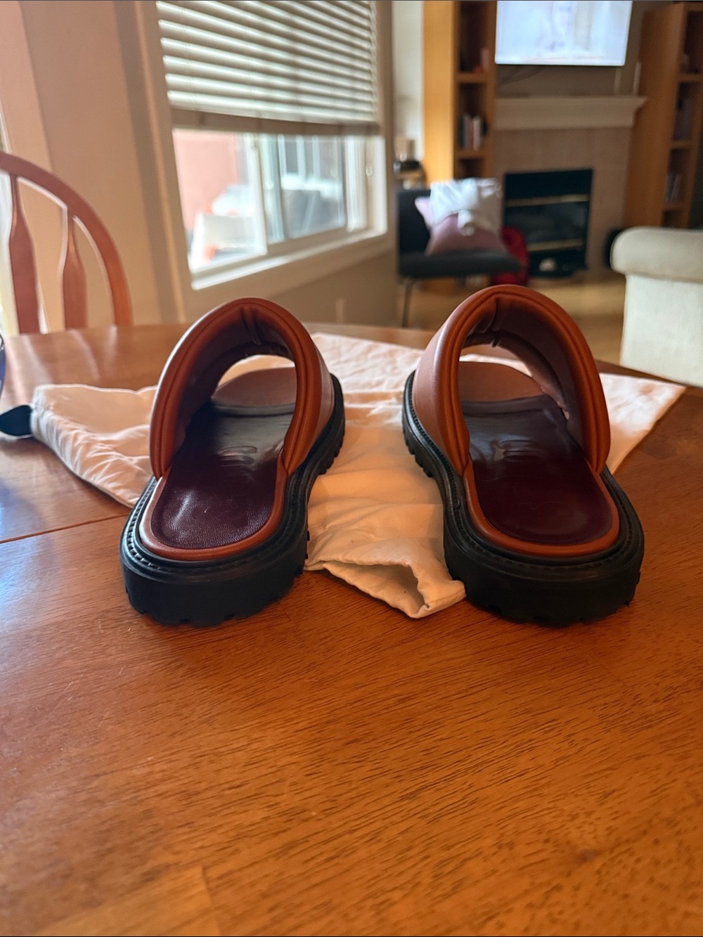 NEW STAUD Woman’s Padded Slide Sandals in Cognac - Picture 3 of 6